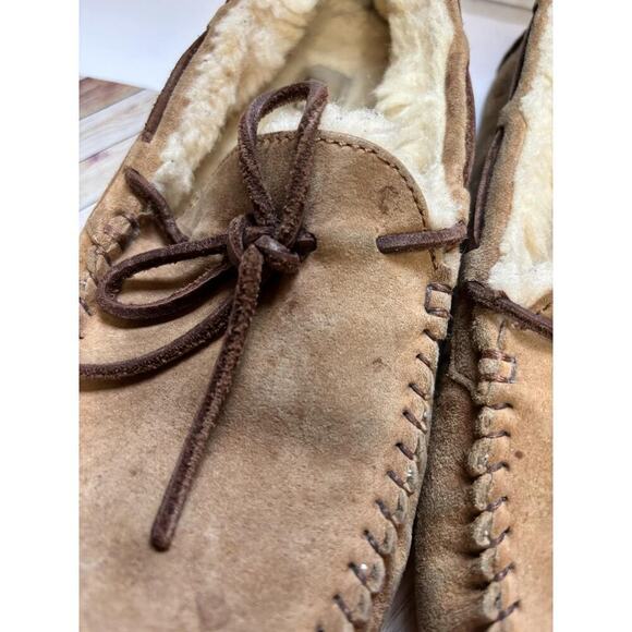 UGG Dakota Chestnut Suede Shearling Slip On Moccasin Slippers Brown Women Size 9 - Picture 6 of 13